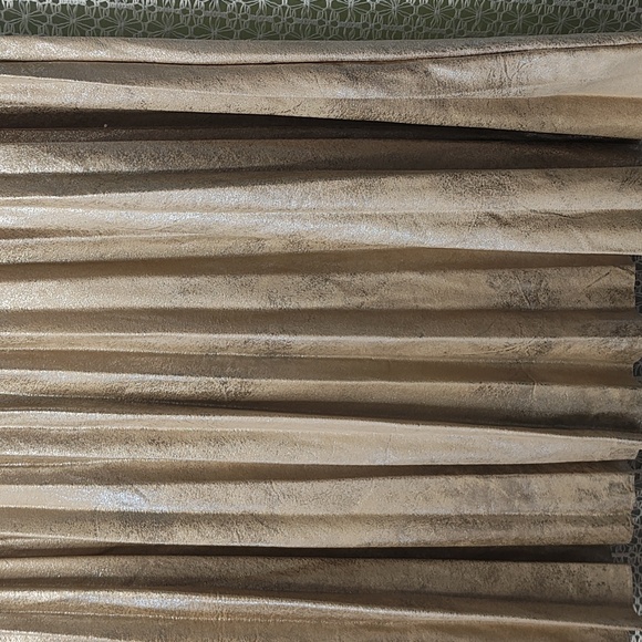 Maeve Shiny Gold Pleated Midi Skirt - Picture 3 of 11